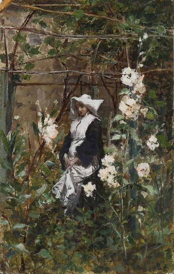 意大利《修女的花园一角》（Scorcio di giardino con suora）.jpg